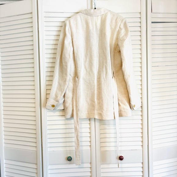 Moia 100% Linen Natural Oversized Boxy Blazer Jacket Minimalist Contemporary - Picture 3 of 8